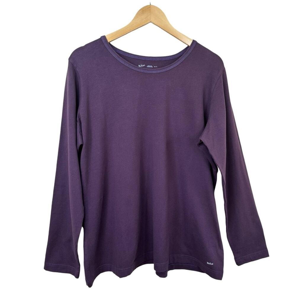 NWT WOOLRICH WOMEN'S SIZE 2XL LONG SLEEVE T-SHIRT STRETCH COTTON PURPLE